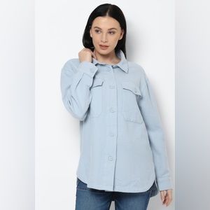 American Eagle Light Blue Oversized Shacket Size Medium